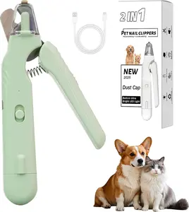 2-in-1 Pet Nail Clippers with LED Light & Grinder - USB Rechargeable Pet Nail Trimmer for Dogs & Cats, Avoid Cutting Blood Line, Professional Pet Grooming Tool