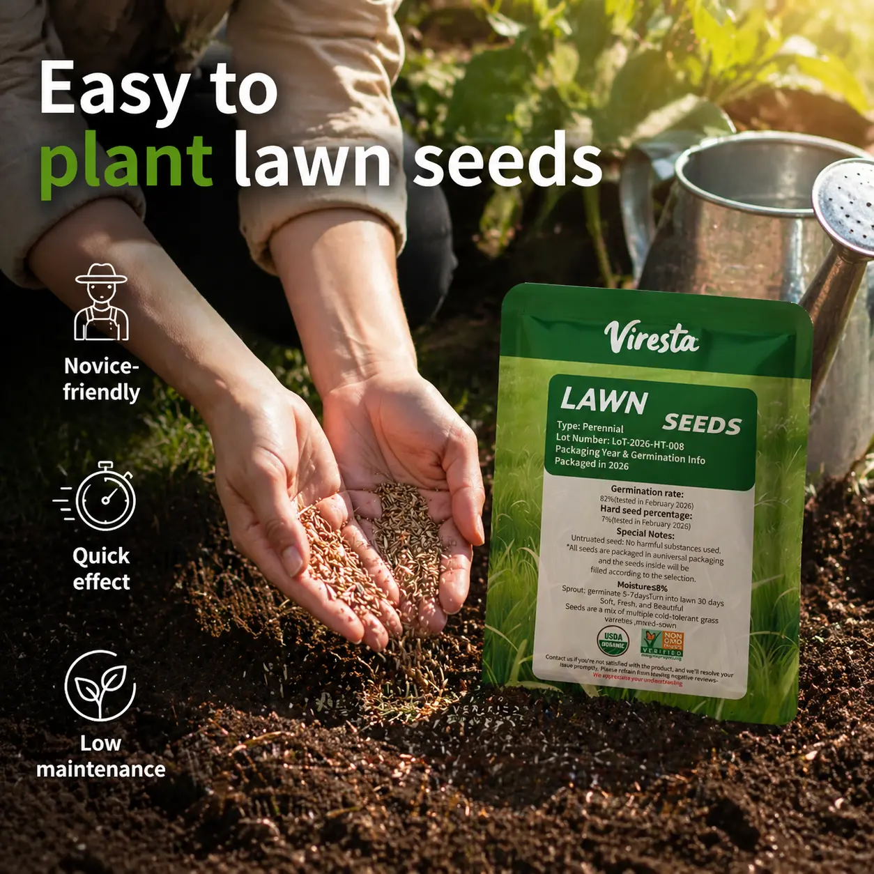 Grass Seed and Shade Grass, Grows quickly and withstands all seasons, perfect for high-quality turf and golf courses, High Germination Grass Seeds Grown in USA