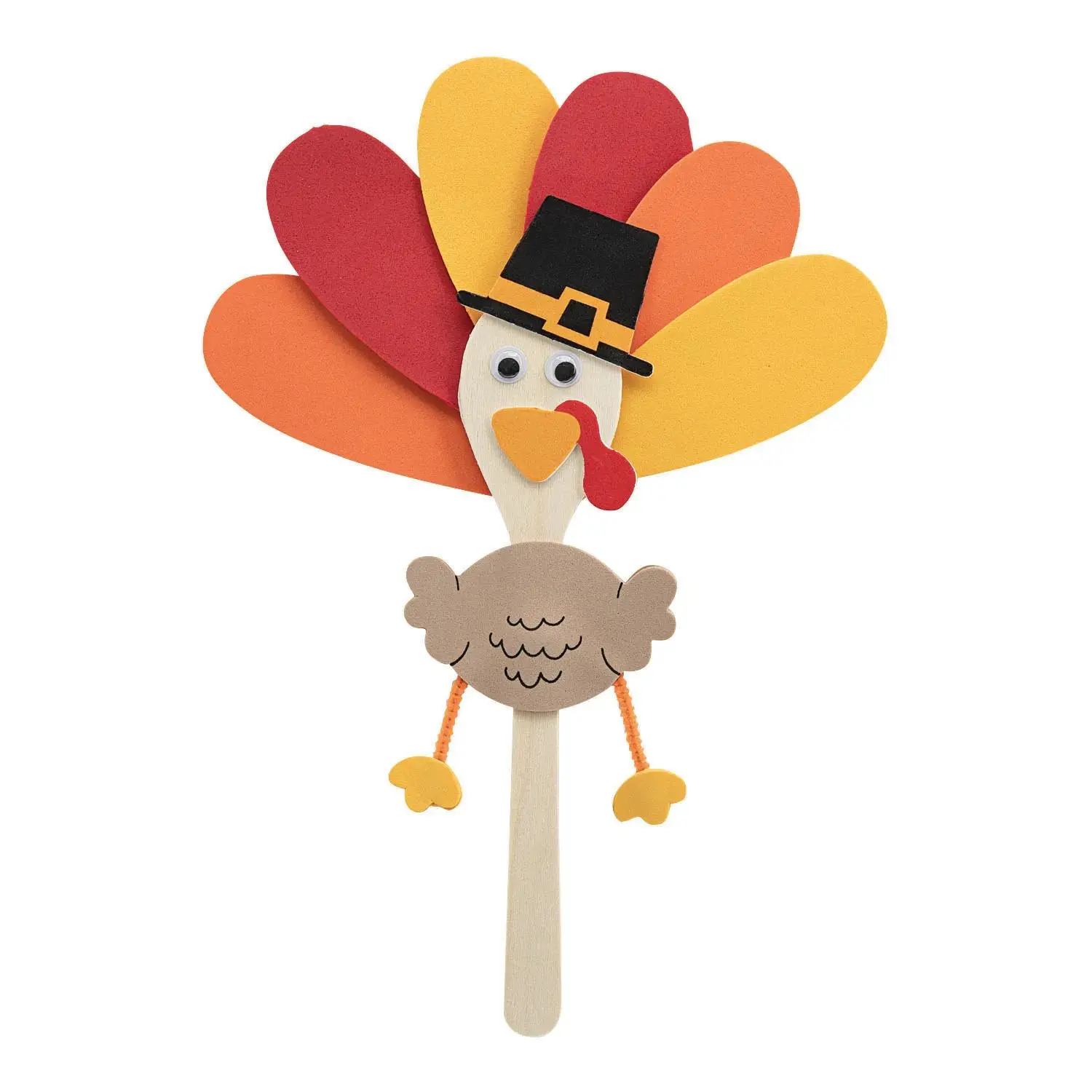 8 1/2" x 11 3/4" Warm Color Turkey Wooden Spoon Craft Kit – Makes 12