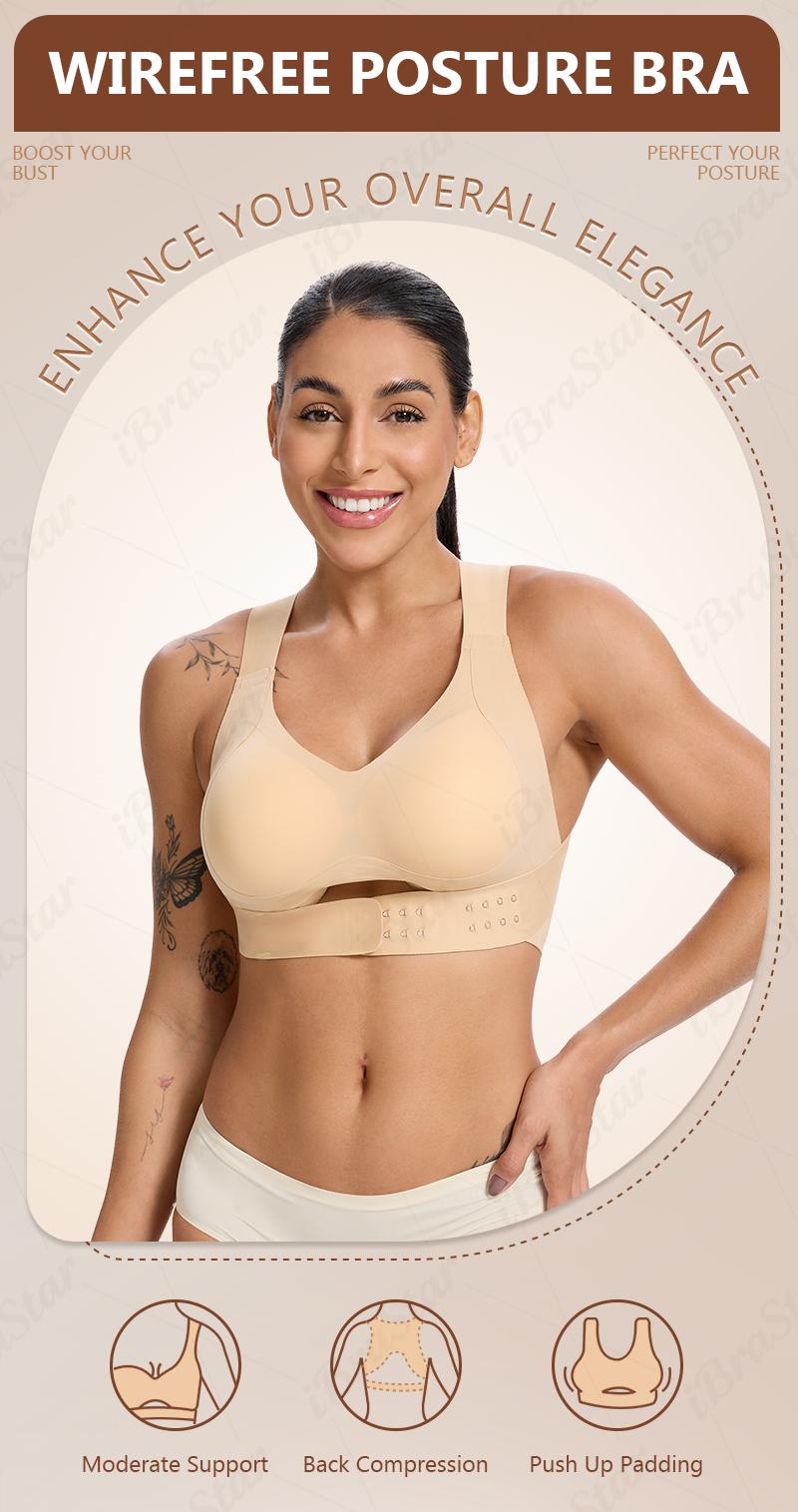 【Postural correction】Soft Breathable Wireless Sports Bra - Women's Full Coverage, Non-Removable Moulded Cups | Beige Yoga Gym Daily Fitness Activewear 【Postural correction】Soft Breathable Wireless Sports Bra - Women's Full Coverage, Non-Removable Moulded Cups | Beige Yoga Gym Daily Fitness Activewear