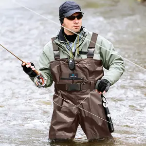 Trudave Chest Waders for Men with Boots, 2-Ply Nylon/PVC Waterproof Fishing & Hunting Waders for Men and Women fishing equipment Breathable Lightweight Removable Hook Keeper Pad