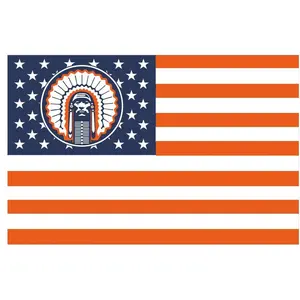 US Stars& Stripes Illinois Fighting Illini Chief Banner Flag Wall Art Hanging,For Decorate Clubs Concerts Bars University Dormitories Living Rooms Bedrooms Decor Tapestry Parties,Gift