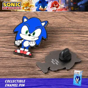 Official Sonic the Hedgehog Enamel Pin, Lapel Pin, Classic Blue Sonic Metal Brooch, Retro Gamer Accessory, Durable Zinc Alloy, Collectible Gift