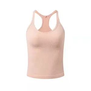 yoga Yog vest with chest pad, thin and beautiful back outdoor sports fitness quick-drying vest athletic women Backless Halter Crop Top