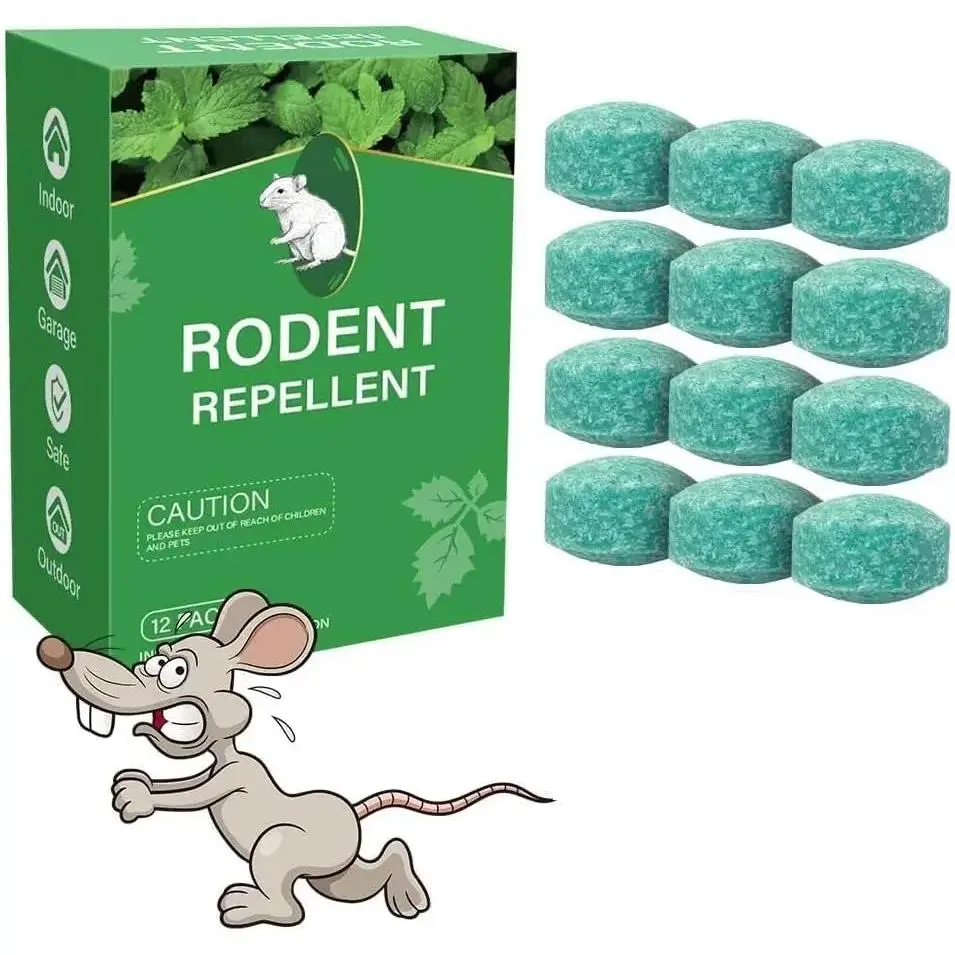12-Pack Mouse Rat Repellent Balls Peppermint & Lemon Oil Effective Pest Control Sturdy Multi-Functional Deters Squirrels Rats Safe Long-Lasting Strong Scent