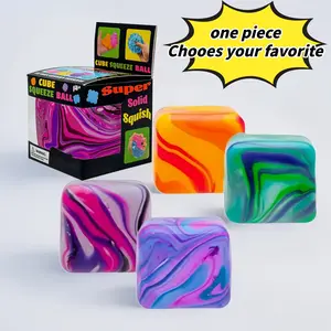 Creative Jelly Flow Texture Cube Squeeze Toy, Slow Rebound Stress Relief, Relieve Learning Anxiety, Work Pressure, Relaxing Fun