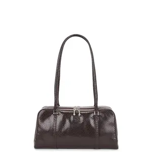 Tory Burch Small Marshmallow Satchel in Dark Brown
