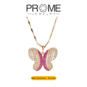 (CN035) Cute Butterfly Pendant Necklace Zircon 5A Zircon, Cute and Elegant, Perfect Gift for Women