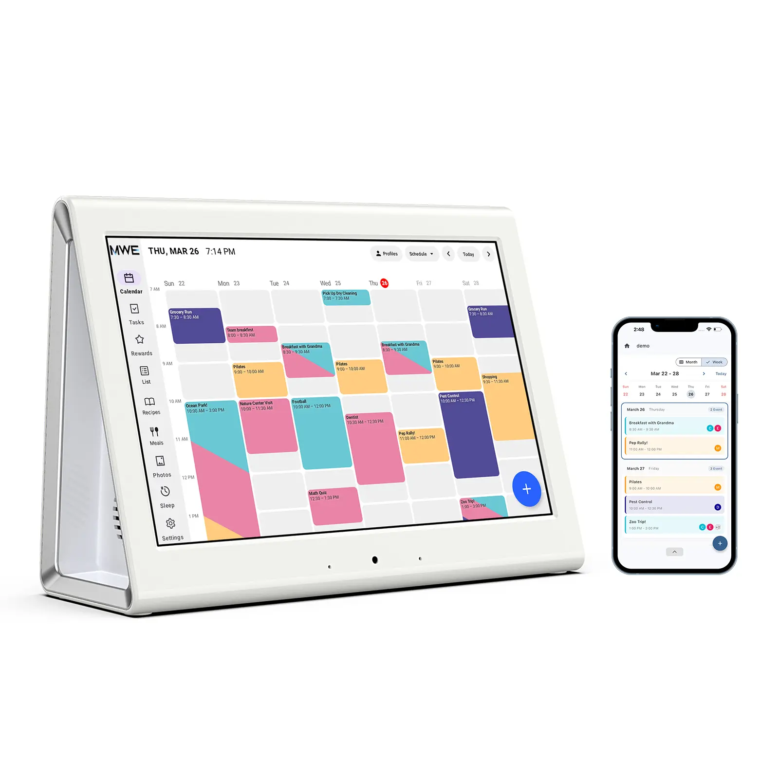 OHYEAHSPIN 10.1" Smart Digital Calendar, Touchscreen Family Planner with Google, Apple & Outlook Sync, Chore Chart, Meal Planner, Photo Album & Dual Speakers