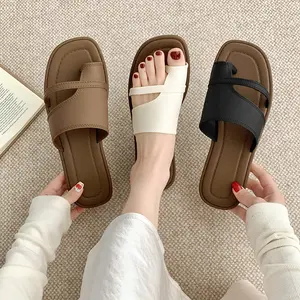 Toe Sandals for Women Summer Fashion Roman Style Simple Retro One-Strap Slippers Home Non-Slip Outdoor Versatile Sandals