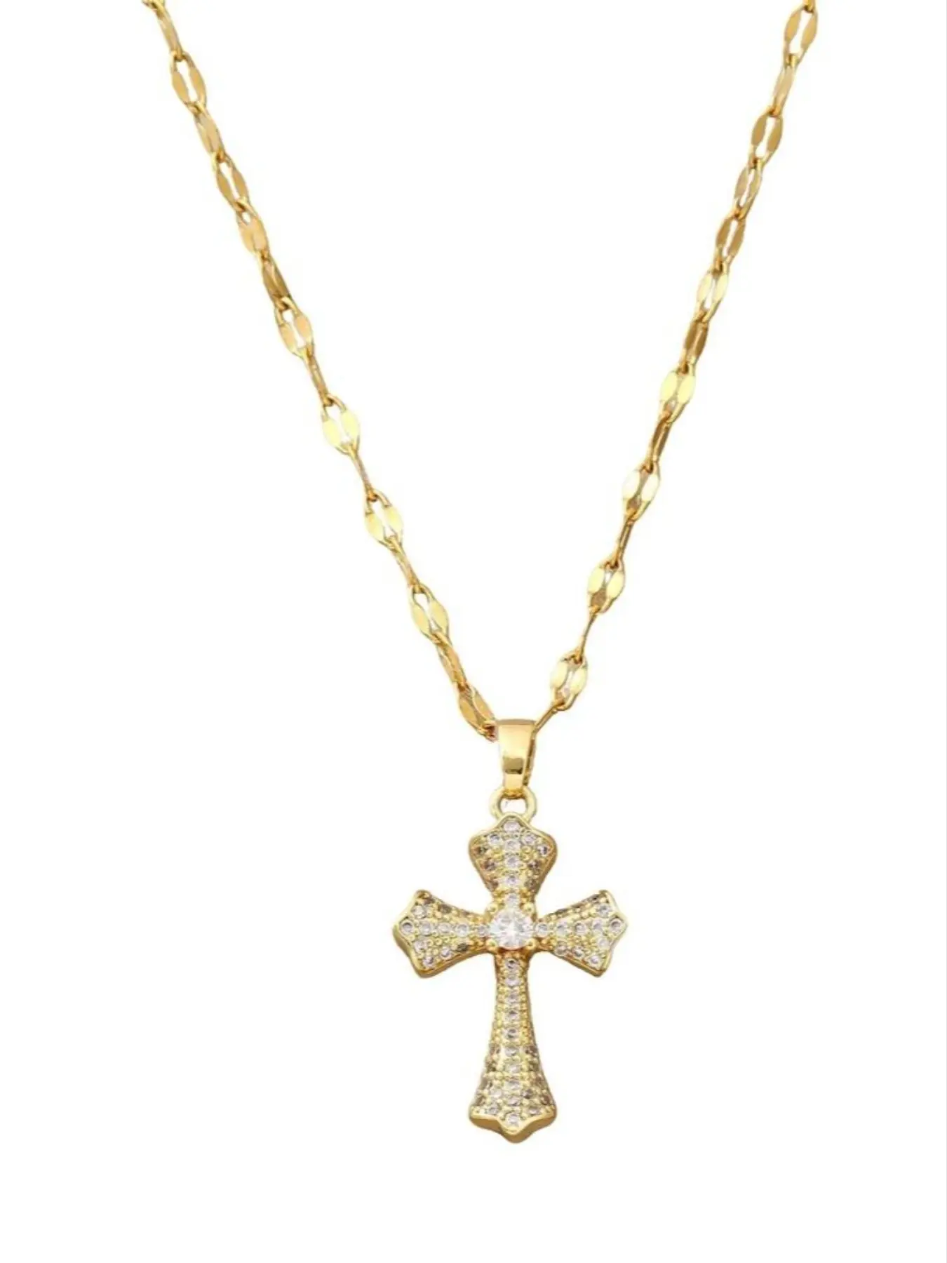 Elegant Cross Pendant Necklace, Stainless Steel Chain Jewelry, Minimalist Design Accessory for Women & Men, Perfect Gift Idea, Exquisite Jewelry Gift