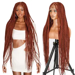 Supernova Hair Musts #350 36” Square Box Braids - Full Handmade Premium Synthetic Fiber Glueless Lace Wig Lightweight Durable Natural Look Ideal for Protective Styling FallFreshness