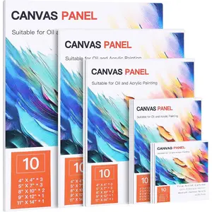 Canvas Boards for Painting 10 Pack, with 8x10, 9x12, 11x14, 5x7, 4x4 Canvases, Gesso Primed Acid-Free 100% Cotton White Blank Flat Canvas Panels for Art Painting