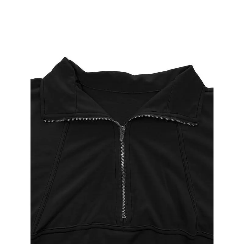 Women's Plain Half Zip Drop Shoulder?Sweatshirt, Casual Long Sleeve Collared Sweatshirt for Fall & Winter, Women's Clothing for Daily Wear Women's Plain Half Zip Drop Shoulder?Sweatshirt, Casual Long Sleeve Collared Sweatshirt for Fall & Winter, Women's Clothing for Daily Wear
