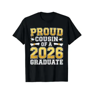 Proud Cousin of A 2026 Graduate Shirt| Casual Crew Neck T-Shirt with Heat Transfer Printing, Regular Fit, Short Sleeves