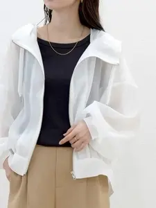 2026 New Lightweight Hooded Sun Protection Long Sleeve Casual Jacket for Women, Summer UV Blocking Breathable Outerwear, Fashionable Sunscreen Coat