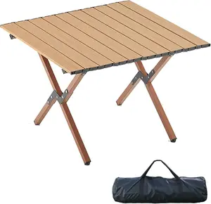 Folding Camping Table,24IN Small Roll Up Table,Portable Picnic Table with Easy Carrying Bag for Outdoor, Beach, Picnic, Backyards, BBQ and Party, 1-2 People