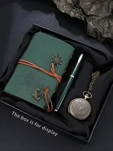 Vintage Stylish Men's Watch Set 3pcs, Includes Journal Notebook & Pen, Perfect Gift for Family Friends, Ideal for Daily Use & Special Occasions
