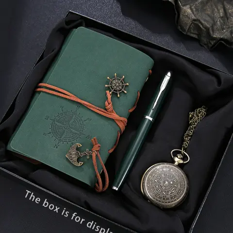 Vintage Stylish Men's Watch Set 3pcs, Includes Journal Notebook & Pen, Perfect Gift for Family Friends, Ideal for Daily Use & Special Occasions