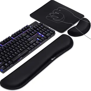 Memory Foam Wrist Rest & Mouse Pad Set – 3-Piece Ergonomic Keyboard Support for Office & Home