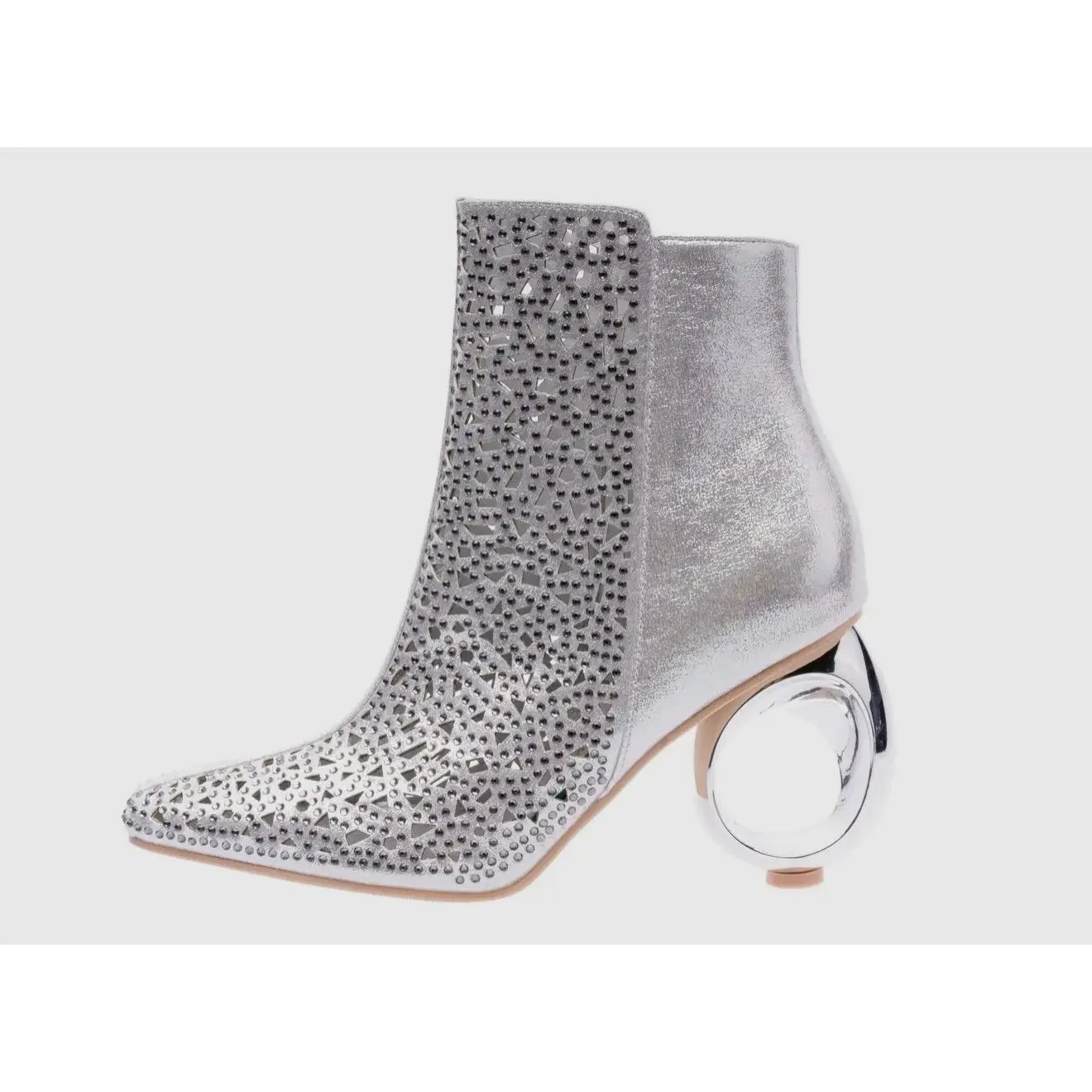 Silver Sparkly Circle Heel Bootie