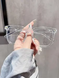 Clear Anti-blue Light Glasses Frame, Lightweight Square Frame Eyeglasses for Women & Men, Fashion Eyeglasses for Work, Daily Clothing Decor, for Student Daily