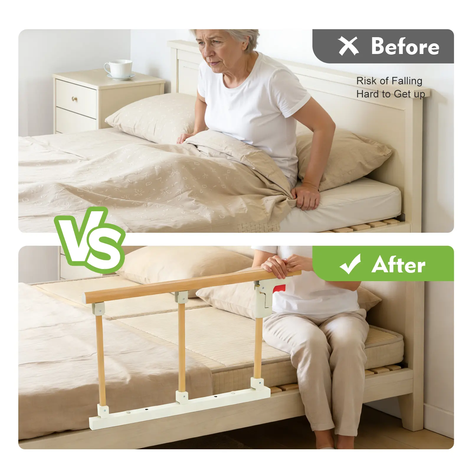 Foldable Bedside Safety Rail Aluminum Alloy Bed Support Rail Fall Prevention Bed Guard for Hospital Home Hotel, Bunk Beds