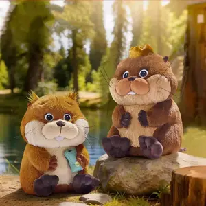 Disney Pixar Beaver Transformation Plush Doll - Mabel & King George with Tiny Smartphone & Mini Crown, Viral Collectible Stuffed Toy, Holiday/Birthday Gift for Disney Fans