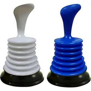 Small 7" Sink Plunger - Mini Clog Remover for Kitchen & Bathroom Sink Drains - Hand Ergonomic, Space-Saving & Powerful Suction - Universal Fit, Commercial Grade, Blue/White, 2-Pack