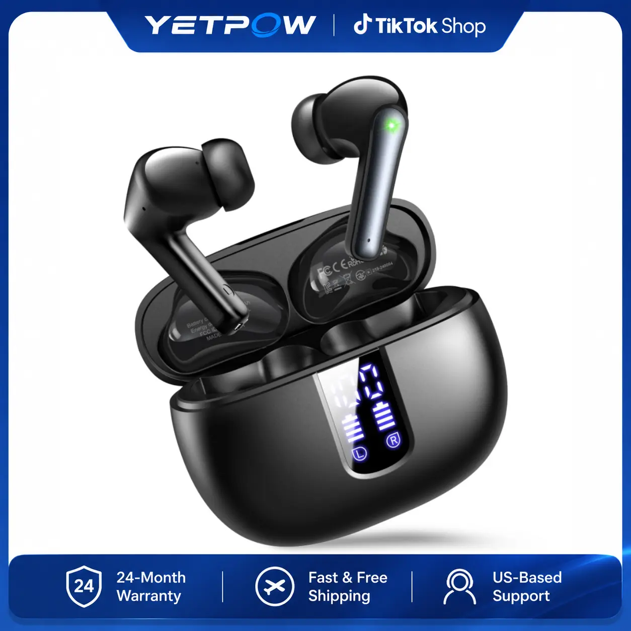 Bluetooth Earbuds, Wireless Earbuds with Bluetooth 5.4, 48H Playback, LED Display Charging Case, 14.2mm Stereo Sound, Touch Control, Built-in Mic, IPX7 Waterproof Sport Earphones for iPhone Android, T16 summerwins
