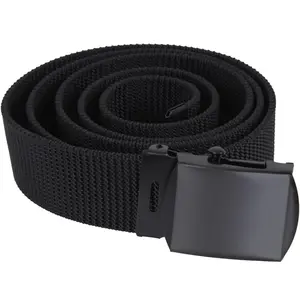 Black - Military Web Belt with Black Buckle - Nylon