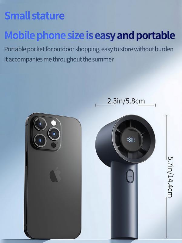 LMMAKE Handheld Portable Fan with 100 Gear Turbo Wind 2000mAh Rechargeable Battery LED Display USB Charging High Speed Travel Gift