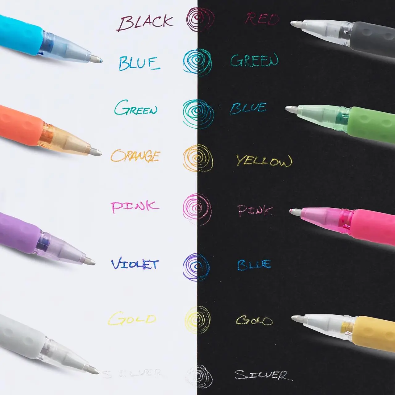 Pentel Sparkle Pop Metallic Gel Pen 1.0mm Bold Set of 8 Colors Iridescent Ink for Any Surface Sparkling on Light or Dark Papers