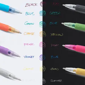Pentel Sparkle Pop Metallic Gel Pen 1.0mm Bold Set of 8 Colors Iridescent Ink for Any Surface Sparkling on Light or Dark Papers
