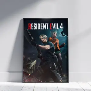 Resident Evil 4 Remake Video Game Poster, Leon S. Kennedy Resident Evil 4 Video Game Decor Poster Photo Print