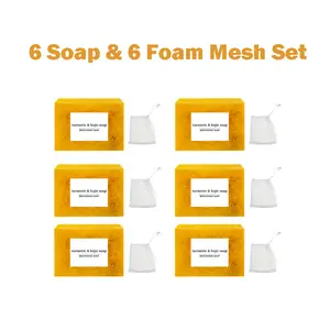 6 PCS Lemon Turmeric KojicAcid Soap, Turmeric & Kojic Acid Brightening Soap, DarkSpot Remover, Kojic Acid Soap, Soap Body CareBody Wash Lemon Flawless Organic