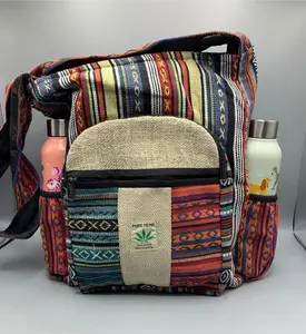 Large Hemp & Cotton Crossbody Shoulder Messenger Hobo Beach Festival Travel Market Hiking School Bag Purse Travel Gift Gifts
