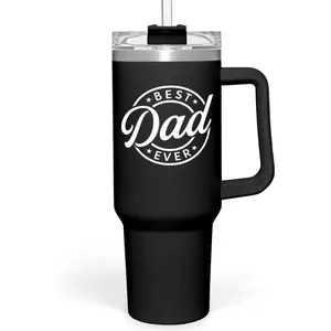 40oz Stainless Steel Insulated Tumbler with Handle - Portable Water Bottle, Drinkware Bottle - Dad Gifts for Kids - Coffee Cup Gift Set with Lid & Straw for Father's Day, Birthday, Water Bottles