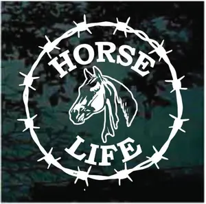 Horse Life Barbed Wire Round Decal Sticker