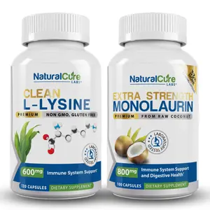 Clean L-Lysine & Extra Strength Monolaurin 800mg Bundle - Clean Label Combo for Immunity and Gut Health