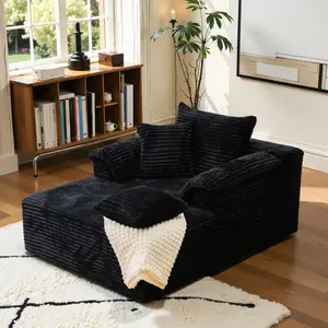 Oversized Boneless Upholstered Cloud Sofa with Chaise - Sturdy Indoor Fluffy Sleeper Sofa Bed, Modern Comfy Couch for Living Room, Reading Lounge Use