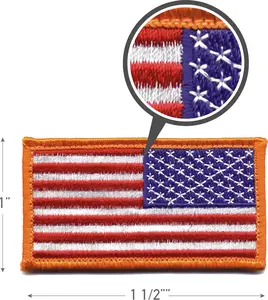 Black / Silver Mini US Flag Patch With Hook Back