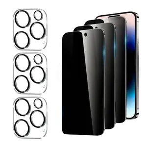 Tempered Glass Phone Screen Protector, 3 Counts Privacy-Safe Screen Protector & 3 Counts Lens Protector, Phone Accessories for iPhone 13/13 Pro/13 Pro Max, Cover