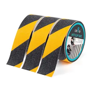 LifeGrip Anti Slip Traction Tape, (3-Pack) 2 Inch x 30 Foot (Total 90 Foot), Best Grip, Friction, Abrasive for Stairs, Safety, Tread Step, Indoor,, (2" x 30' x 3pc)