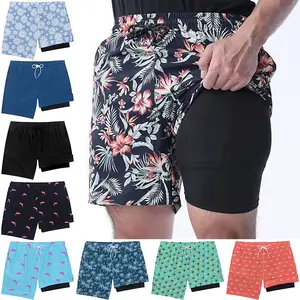Mens Swim Trunks 2-Layer 3D Print Shorts - Quick-Dry, Drawstring Waist, Casual, Stylish, Summer Beach, Outdoors Wear,Breathable