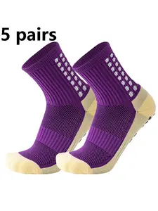 5 Pairs Unisex Football Training Socks, Breathable Anti-Slip Shock Absorption Sports Socks, Breathable Compression Socks, Ideal for Soccer Practice