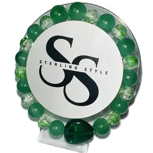 Sterling Style Crystals with Green Beads and Silver Center