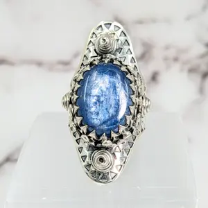 Blue Kyanite Sz 10.25 Geometric Shield Ring #LV2619