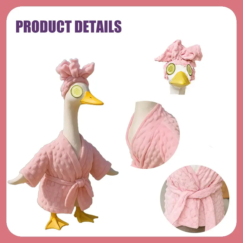 Double-Sided Velvet Goose Bathrobe Set, No Power Needed, Perfect for 17/23 Inch Porch Geese, Fall/winter Outdoor Decor, Fun Design, Weather-Resistant