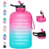 74 oz BPA-Free Plastic Water Bottle - Portable Drinking Bottle, Leak-Proof Drinkware, Drop-Resistant PP Reusable Jug, Time Markers, Dual Lids with Straw, Ergonomic Built-In Handle for Gym, Camping